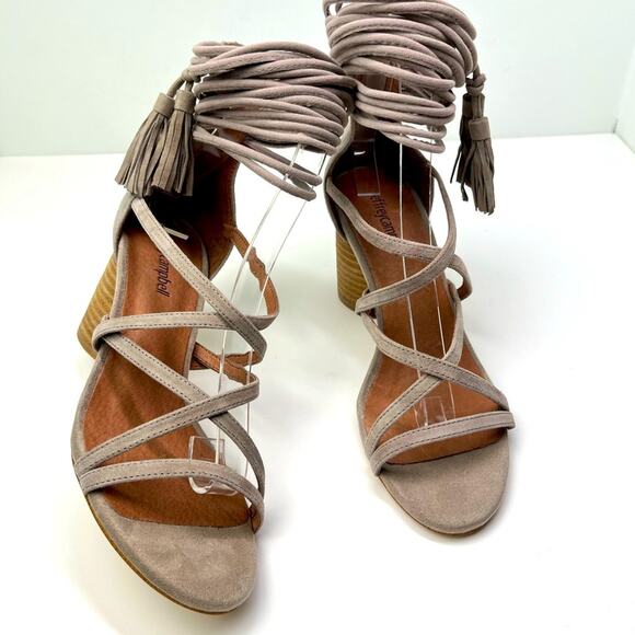 Jeffrey Campbell Despina Leather Strappy Taupe Sandals - Picture 1 of 11
